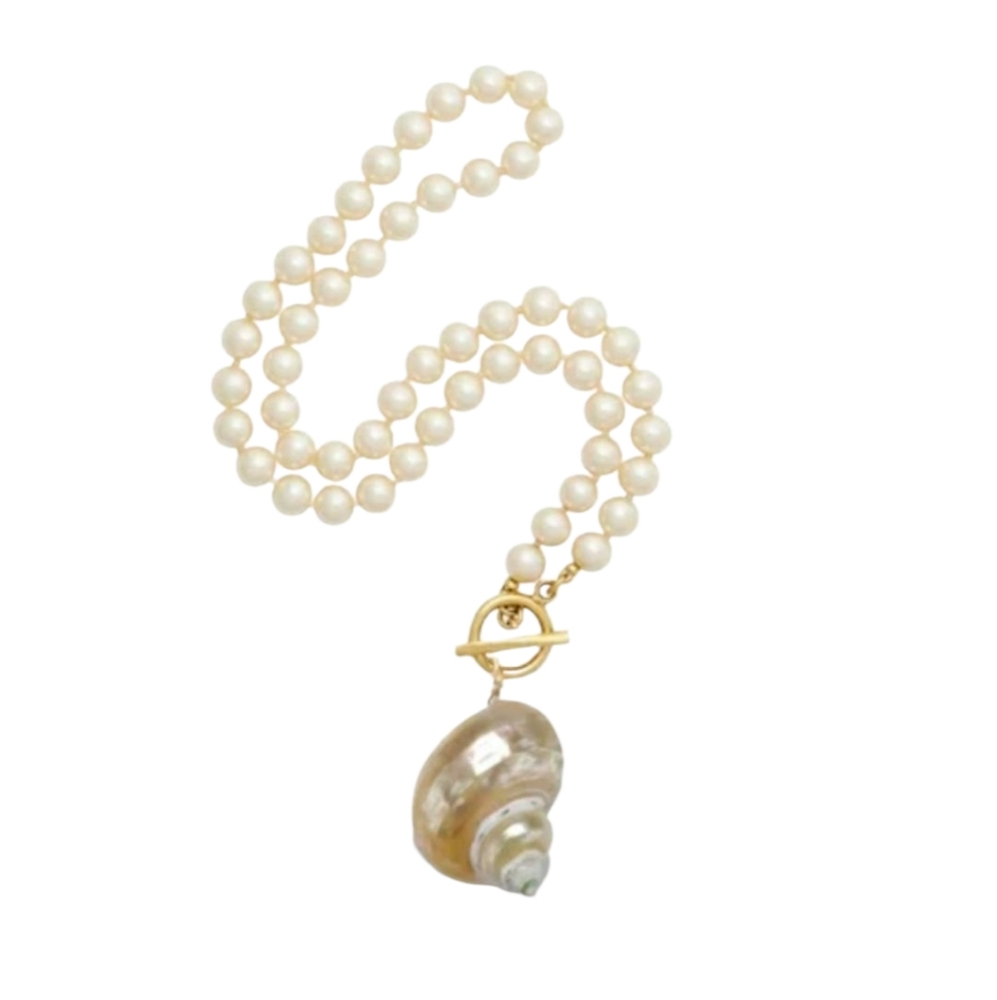 Faux Pearls and natural shell with Toggle Clasp